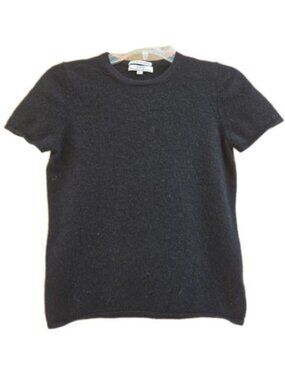 LG Cashmere by Chow 100% Cashmere Short Sleeve Sweater Top Black - Size S